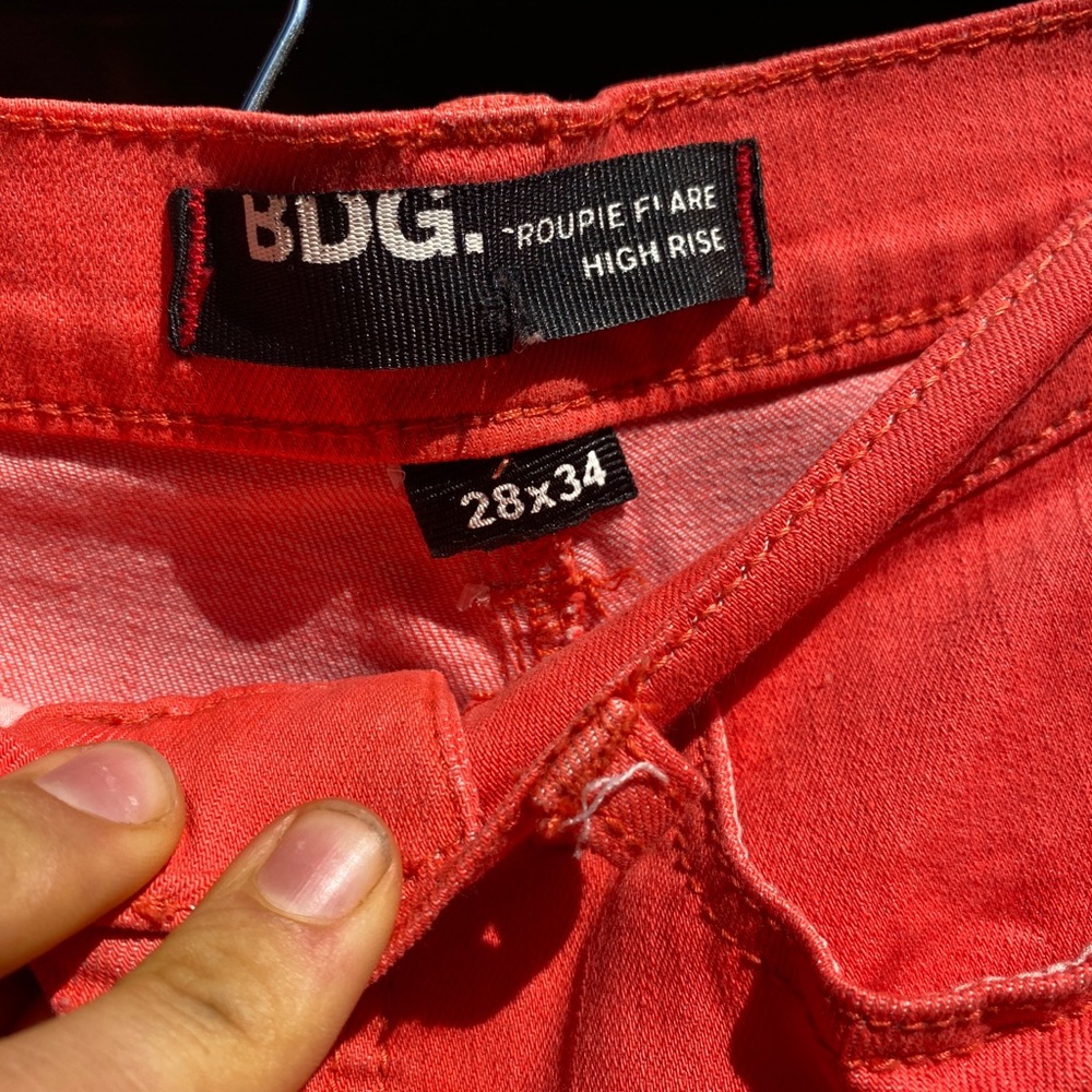 High waisted Flare jeans - Coral Red